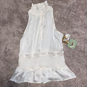NWT Rye Grass White High Neck Blouse